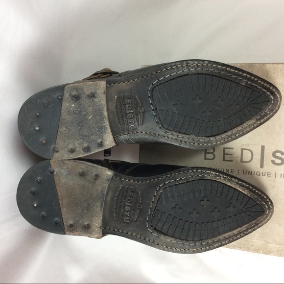 Bed Stu leather “dipper” booties in black rustic